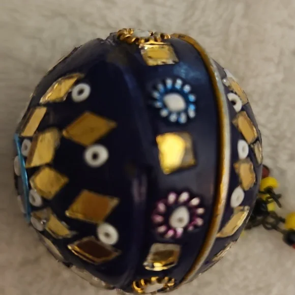 Vintage Indian Micro Mosaic Ball Pendant Multicolor Beaded Festival Necklace - Picture 10 of 11